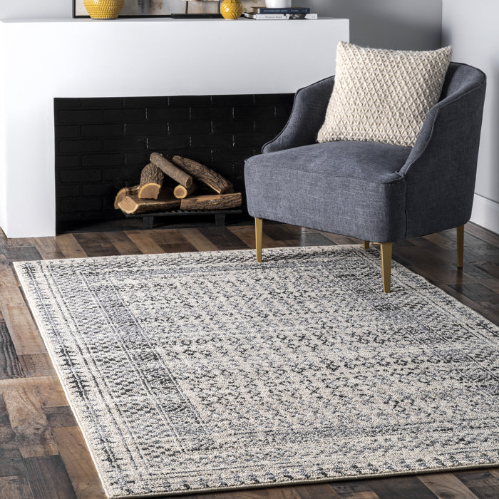 Union Rustic Madalynn Geometric Gray/Black Area Rug & Reviews Wayfair